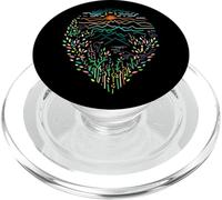 Over the trees listen birds sing sunrise mountain Line Art PopSockets PopGrip for MagSafe