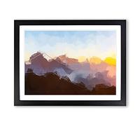 Over The Volcano In Guatemala In Abstract Modern Art Framed Print | A4 Black Framed Wall Art | Ready to Hang | Abstract Fantasy Picture | Living Room Bedroom Lounge Office