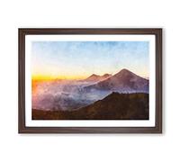 Over the Volcano in Guatemala Painting Framed Print | A2 Walnut Framed Wall Art | Ready to Hang | Modern Historical Picture | Living Room Bedroom Lounge Office