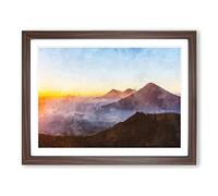 Over The Volcano In Guatemala Painting Modern Art Framed Print | A2 Walnut Framed Wall Art | Ready to Hang | Modern Historical Picture | Living Room Bedroom Lounge Office