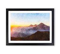 Over The Volcano In Guatemala Painting Modern Art Framed Print | A3 Black Framed Wall Art | Ready to Hang | Modern Historical Picture | Living Room Bedroom Lounge Office