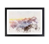 Over the Volcano in Guatemala Watercolour Framed Print | A2 Black Framed Wall Art | Ready to Hang | Modern Historical Picture | Living Room Bedroom Lounge Office