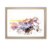 Over The Volcano In Guatemala Watercolour Modern Framed Print | A2 Oak Framed Wall Art | Ready to Hang | Modern Historical Picture | Living Room Bedroom Lounge Office
