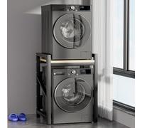 Over The Washer and Dryer Storage Shelf, Widen & 3 Height Adjustable Stacking Rack, Space Saver Washer Dryer Stacking Kit, Thicker Metal Washer Shelf for within 29.5" width (Black, 29.5 Inch)