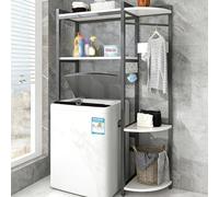 Over The Washer Dryer Storage Shelf 2Tier Metal Laundry Organizer Rack Bathroom SpaceSaving Shelf for Washing Machine Black & White Ideal for Apartment Use