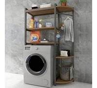 Over The Washer Dryer Storage Shelf 3Tier Metal Laundry Organizer Rack Standing Bathroom Shelf for Washing Machine SpaceSaving Storage Solutions (Black & Brown)