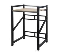 Over The Washer Storage Shelf, Height Adjustable Washing Machine Utility Rack with Countertop, 73x63x105cm Freestanding Iron Laundry Room Organiser Stand, Black 1