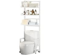 Over Toilet Storage - Adjustable 3-Tier Bathroom Shelf with Stable Partitions for Bathroom Kitchen & Study - Stylish White Space Saver Solution