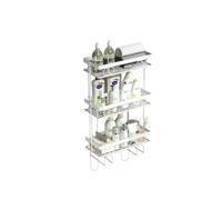 Over Toilet Storage Rack - Easy Install 3-Tier Wall-Mounted Shelf No Drilling Bathroom Floating Shelves for Space-Saving Above Toilet (White)