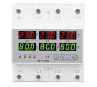 Over Under Voltage Protector 80A 3 Phase Auto Reset Voltage Protective Device DIN Rail Voltmeter Ammeter AC AC380V for Industrial Commercial Electrical Systems