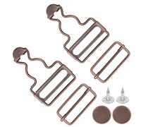 Overall Buckles Replacement, 2 Sets Metal Suspender Clips with Rectangle Buckle Overall Braces Buckles and Buttons DIY Button No-Sew Accessories Adjustable for Bib Pants Trousers Jeans Jacket