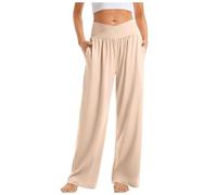 Overall Damen Elegant - Jumpsuit Damen Große Größen Playsuit Women Solid Waist Pocket Casual Loose Pants Yoga Pants Sport Pants (Beige Xxxl)