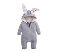 Overalls Kids-Animal Bunny Baby Easter Romper Long Ear Rabbit Hoodie Romper Jumpsuit With Zipper