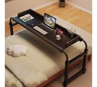 Overbed Desk Adjustable, Overbed Table with Wheels Standing Workstation Desk Laptop Cart Bed Table Adjust Height for Twin/Full/Queen/King Size Bed Frame
