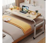 Overbed Desk Adjustable, Overbed Table with Wheels Standing Workstation Desk Laptop Cart Bed Table Adjust Height for Twin/Full/Queen/King Size Bed Frame