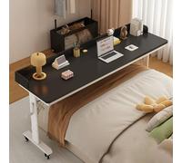 Overbed Table Adjustable Height, Mobile Rolling Desk with Baffles for Bedroom or Hospital Use, Convenient Laptop Table on Wheels, Bedside Workstation