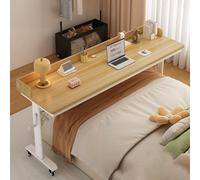 Overbed Table Adjustable Height, Mobile Rolling Desk with Baffles for Bedroom or Hospital Use, Convenient Laptop Table on Wheels, Bedside Workstation