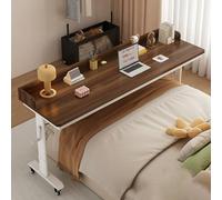 Overbed Table Adjustable Height, Mobile Rolling Desk with Baffles for Bedroom or Hospital Use, Convenient Laptop Table on Wheels, Bedside Workstation