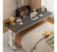 Overbed Table Adjustable Height, Mobile Rolling Desk with Baffles for Bedroom or Hospital Use, Convenient Laptop Table on Wheels, Bedside Workstation