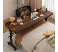 Overbed Table Adjustable Height, Mobile Rolling Desk with Baffles for Bedroom or Hospital Use, Convenient Laptop Table on Wheels, Bedside Workstation
