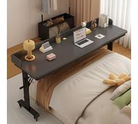 Overbed Table Adjustable Height, Mobile Rolling Desk with Baffles for Bedroom or Hospital Use, Convenient Laptop Table on Wheels, Bedside Workstation
