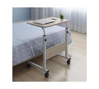 Overbed Table, Adjustable Height Mobile Side Table on Castors, Standing Desk for Laptop, Density Fibreboard Bedside Table