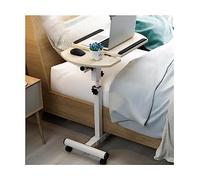 Overbed Table Adjustable Steel Frame Side Table Laptop Desk with Rotate Top Standing Desk on Wheels Lifting Overbed Bedside