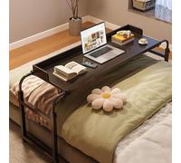 Overbed Table for Laptop, Rolling Storage Trolley Workstation with Wheels, Portable Computer Desk for Bedside Use, Height Adjustable, Easy Mobility