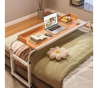 Overbed Table for Laptop, Rolling Storage Trolley Workstation with Wheels, Portable Computer Desk for Bedside Use, Height Adjustable, Easy Mobility