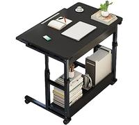 Overbed Table on Wheels - Mobile Sit-Stand Desk with Laptop Holder for PC & Notebook - Versatile Writing Workstation with Moveable Wheels