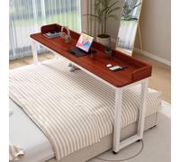Overbed Table with 360° Wheels, Mobile Laptop Desk for Bedroom or Hospital, Rolling Bedside Table with Baffles for Convenient Work and Meals