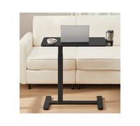 Overbed table with adjustable height wheels and slots for devices, 40D x 70W x (65-102)H cm / Ink Black