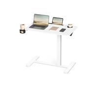 Overbed table with adjustable height wheels and slots for devices, 45D x 80W x (65-102)H cm / Cloud White