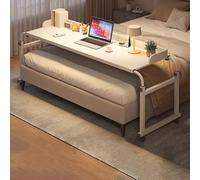 Overbed Table with Wheels - Adjustable Height and Length Workstation for Food and Laptop Use