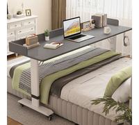 Overbed Table with Wheels , Adjustable Height Mobile Desk for Bed, Over The Bed Computer Table , Versatile Bedside Workstation