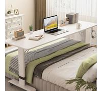 Overbed Table with Wheels , Adjustable Height Mobile Desk for Bed, Over The Bed Computer Table , Versatile Bedside Workstation