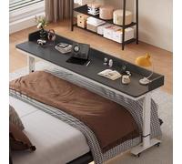 Overbed Table with Wheels, Adjustable Height Mobile Desk for Laptop, Hospital Rolling Table, Convenient Over Bed Workstation