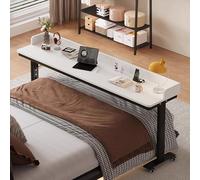 Overbed Table with Wheels, Adjustable Height Mobile Desk for Laptop, Hospital Rolling Table, Convenient Over Bed Workstation