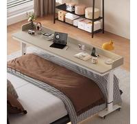 Overbed Table with Wheels, Adjustable Height Mobile Desk for Laptop, Hospital Rolling Table, Convenient Over Bed Workstation