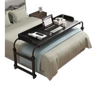 Overbed Table with Wheels, Adjustable Height Rolling Nursing Table for Eating, Computer Use, Medical Bed Desk for Home or Hospital, Crossbed Design