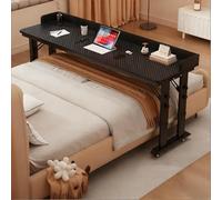 Overbed Table with Wheels Adjustable Height, Side Computer Workstation with Baffle Holder, Mobile Small Standing Desk, for Bedroom on Hospital Home Use(Black,100 * 40cm/39.4 * 15.7in)
