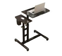Overbed Table with Wheels, Adjustable Height, Tilted Desktop, Independent Lifting, Shelf and Pencil Holder, Ideal for Bedrooms, Living Rooms, Offices, Sofas