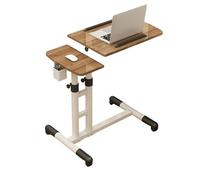 Overbed Table with Wheels, Adjustable Height, Tilted Desktop, Independent Lifting, Shelf and Pencil Holder, Ideal for Bedrooms, Living Rooms, Offices, Sofas