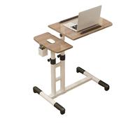 Overbed Table with Wheels, Adjustable Height, Tilted Desktop, Independent Lifting, Shelf and Pencil Holder, Ideal for Bedrooms, Living Rooms, Offices, Sofas