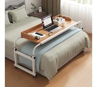 Overbed Table with Wheels, Bedside Table Adjustable Height and Length, Standing Over Bed Table, Rolling Medical Over Bed Desk for Full/Queen/King Beds (Color : White, Size : 140cm/55.1in)