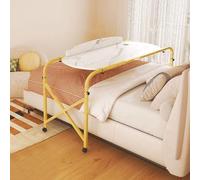 Overbed Table with Wheels, Mobile Computer Desk with Adjustable Height, Rolling Nursing Table for Home or Hospital Use, Easy Move 4 Wheels, Versatile Design
