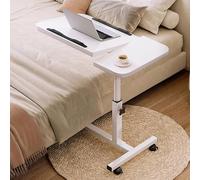 Overbed Table with Wheels, Rolling Overbed Laptop Table, Adjustable Over Bedside Home Desk - Laptop, Reading, Eating Breakfast Cart Stand - Bedridden, Elderly