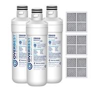 Overbest LT1000PC ADQ747935 Refrigerator Water Filter and Air Filter, Replacement for LG® LT1000P®, ADQ74793501, ADQ74793502, Kenmore 469980, 9980 and LT120F®, 3 Combo