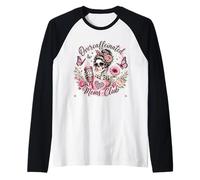 Overcaffeinated Moms Club Coffee Skeleton Mothers Day Chaos Raglan Baseball Tee