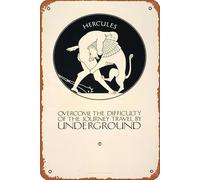 Overcome the difficulty of the journey; Hercules Funny Metal Novelty Tin Sign Metal Retro Wall Decor for Home,Street,Bars,Restaurants,Cafes,Store Sign Gift 12 X 8 INCH Metal Sign